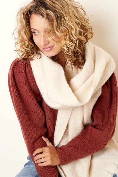 Warm winter scarf solid color brown Polyester h5 Picture10